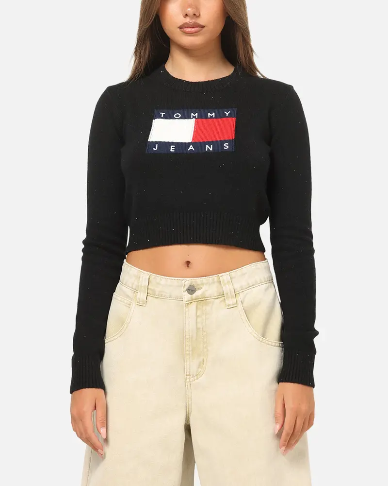 Tommy Jeans Women's Tjw Sparkle Flag Sweater Black 1