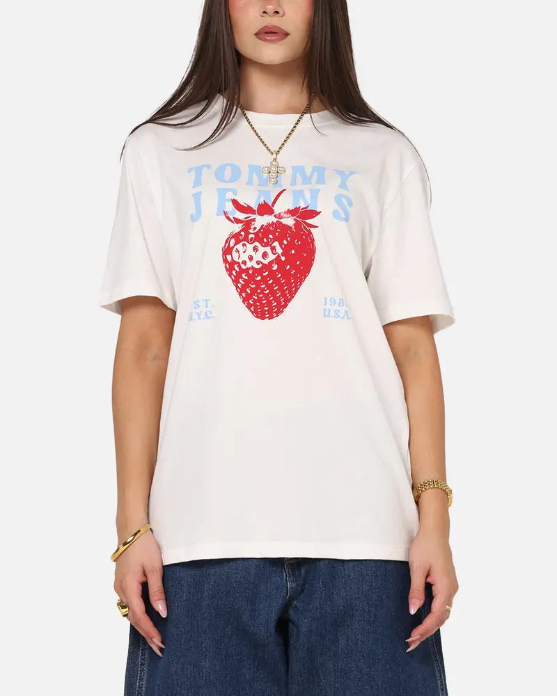 Tommy Jeans Women's Tjw Strawberry T-Shirt Ecru 1