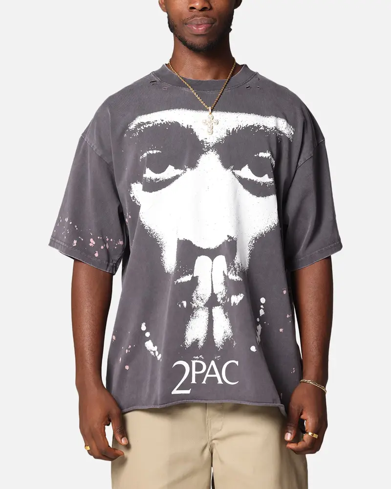 Tupac Blessed T-Shirt Washed Black 1