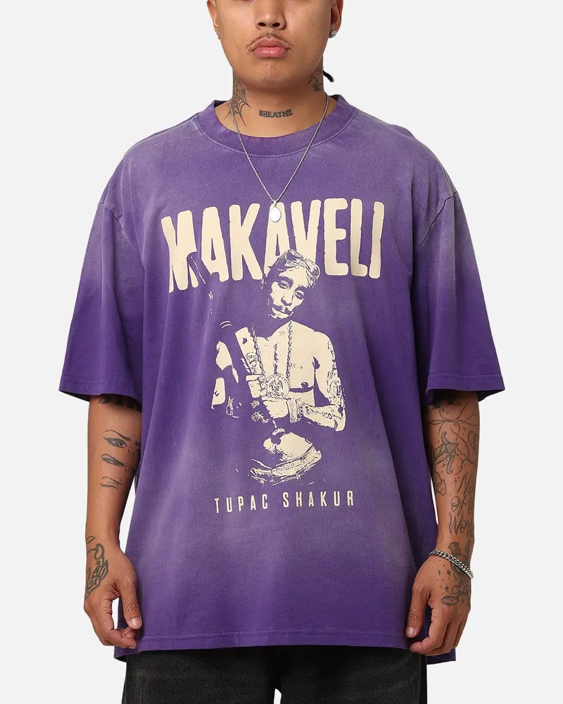 Tupac Makaveli Sunfade T-Shirt Sun Washed Blue 1
