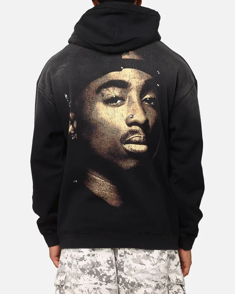Tupac Super Fade Hoodie Washed Black 1