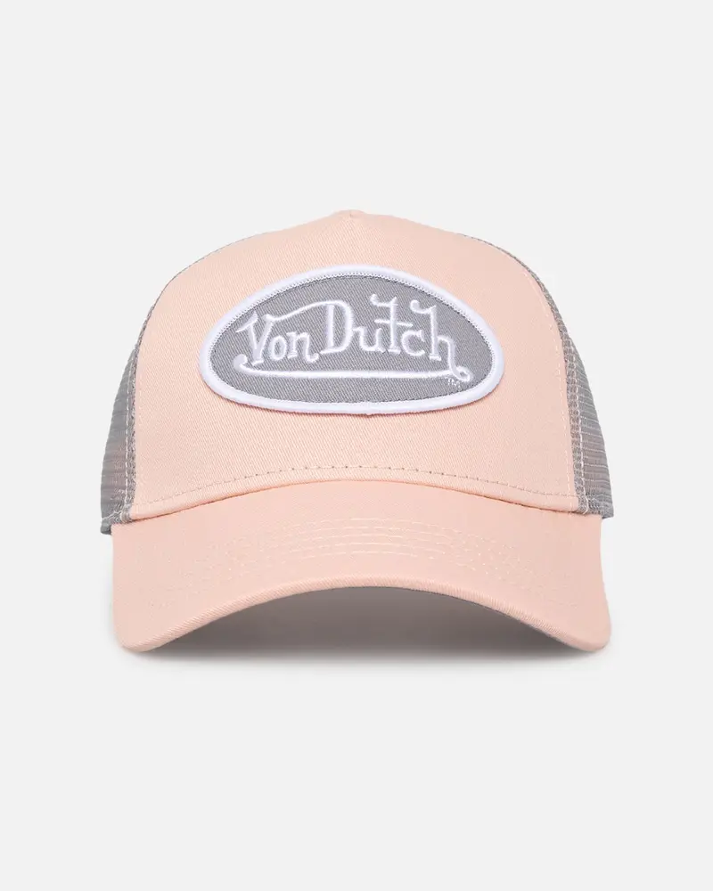 Von Dutch Coral And Grey Trucker Snapback Coral 1