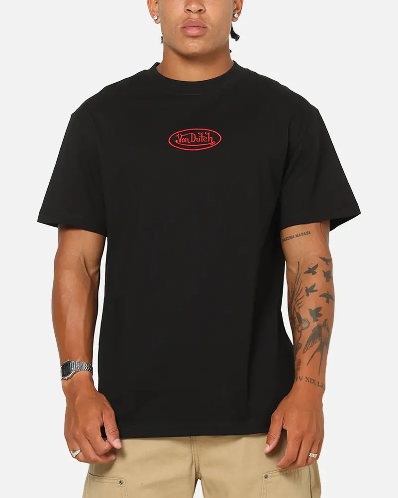 Von Dutch Distressed Embroidered Patch T-Shirt Black 1