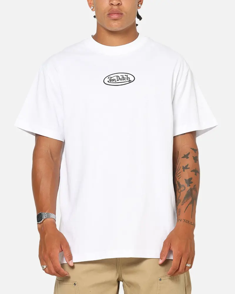 Von Dutch Distressed Embroidered Patch T-Shirt White 1