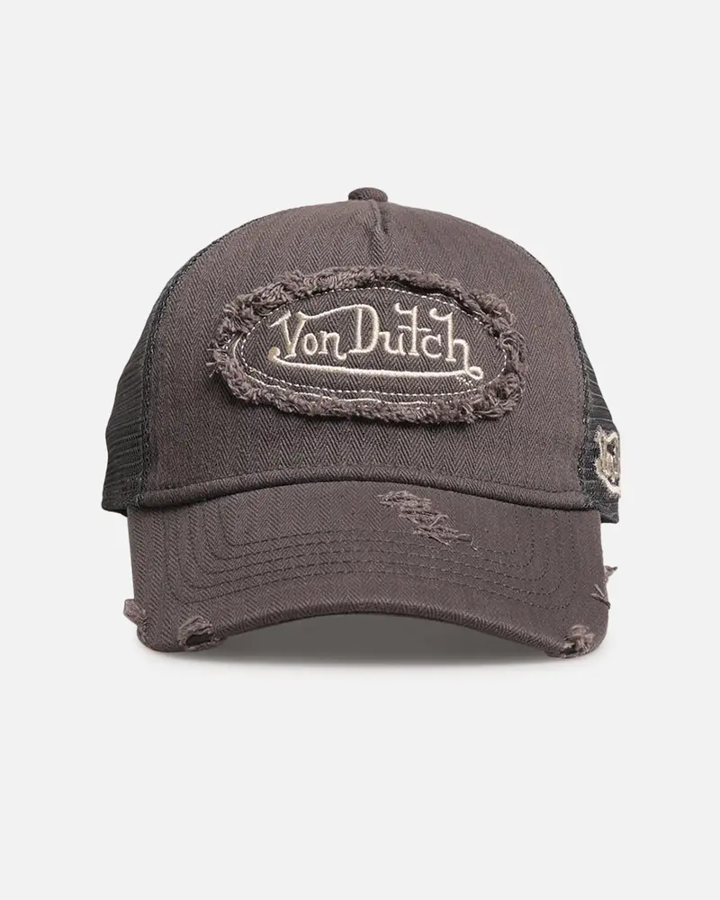 Von Dutch Distressed Patch Trucker Snapback Grey 1