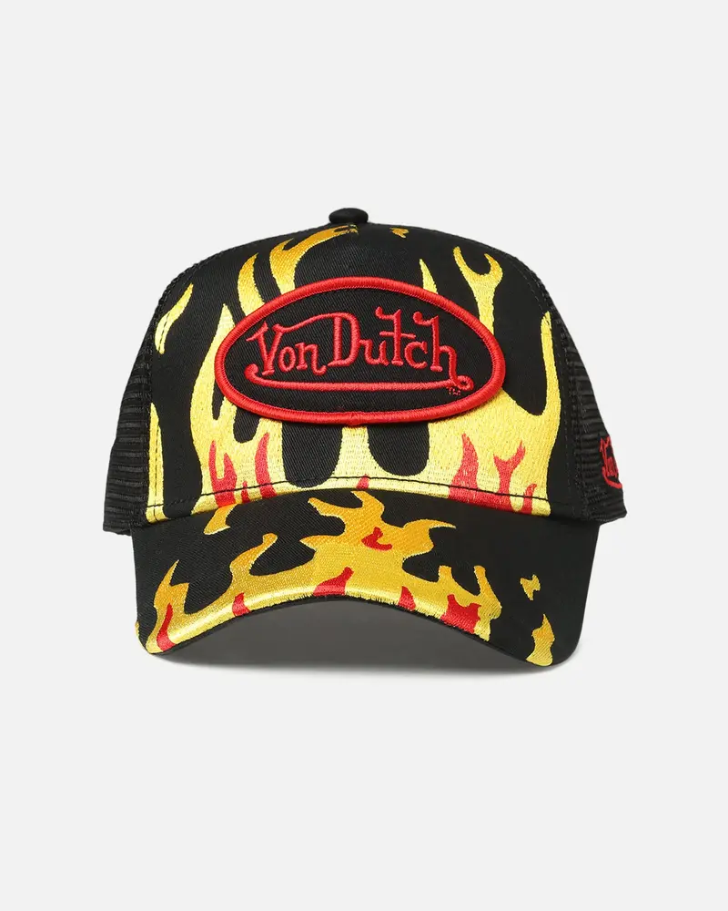 Von Dutch Fire Patch Trucker Snapback Black/Yellow 1