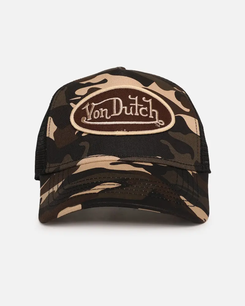 Von Dutch Trucker Snapback Hat Brown Camo 1