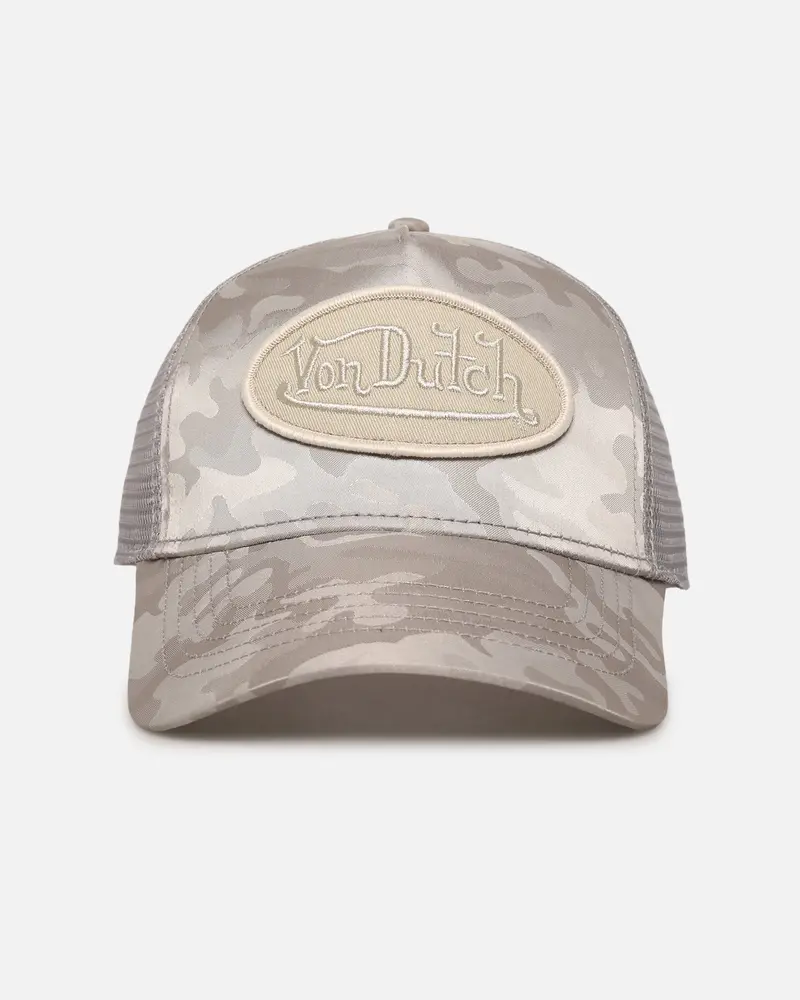 Von Dutch Unisex Trucker Snapback Hat Taupe 1