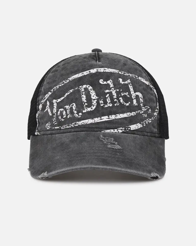 Von Dutch Unisex Trucker Snapback Hat Washed Grey 1
