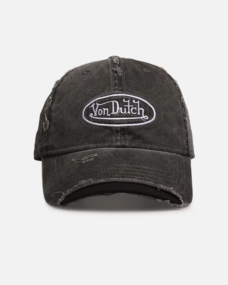 Von Dutch Von Dutch Distressed Twill Strapback Cap Black 1