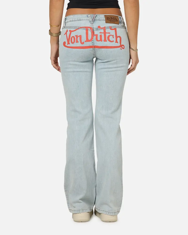 Von Dutch Women's Flare Denim Jeans Light Blue Denim 1