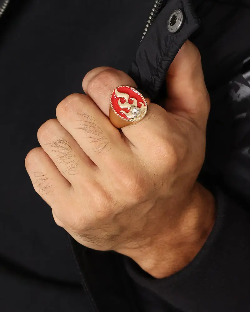 Wild For The Weekend Flame Signet Ring (Large) Gold 1