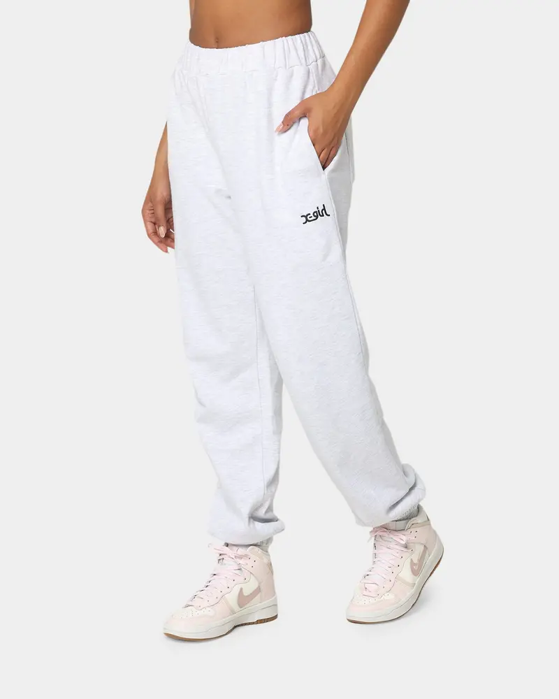 X-Girl Women's Mills Logo Track Pants Snow Marle 1