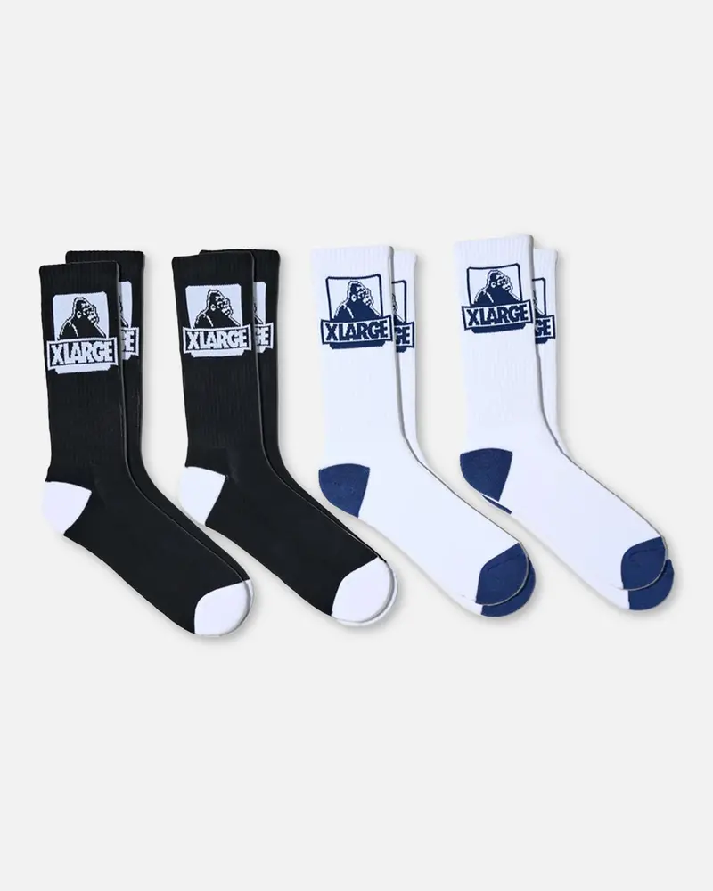 X-Large Classic Og Crew Socks 4 Pack Black 1
