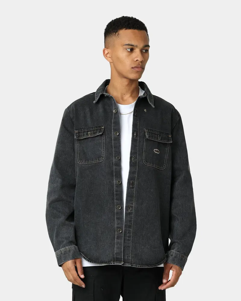 X-Large Denim Long Sleeve Work Shirt Washed Black 1