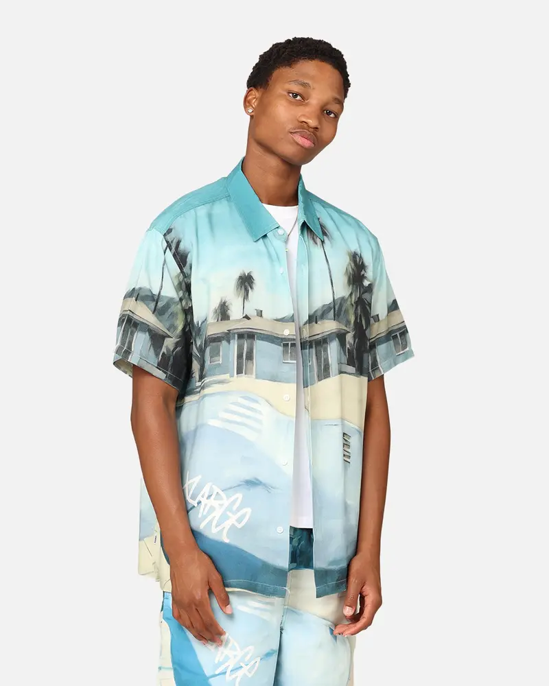 X-Large Graffiti Pool Rayon Short Sleeve Shirt Multi 1