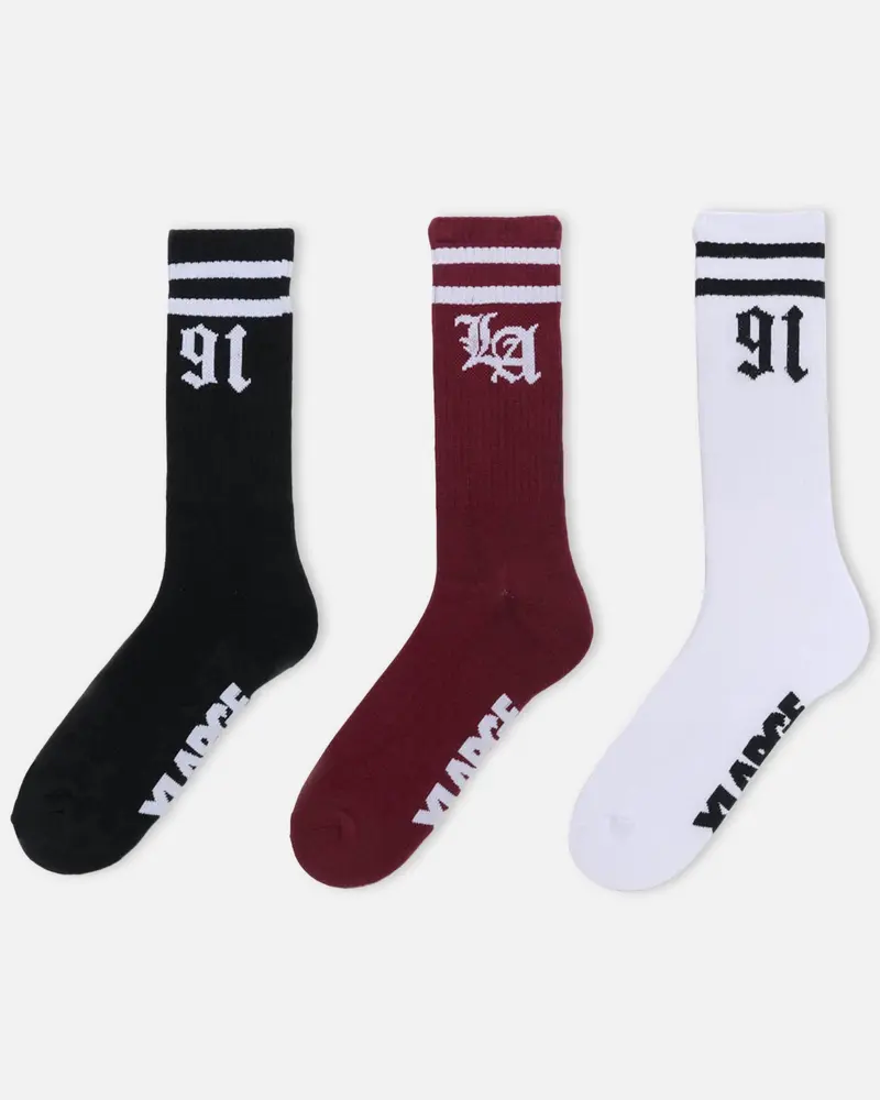 X-Large Old English Stripe Crew Socks 3 Pack Multi 1