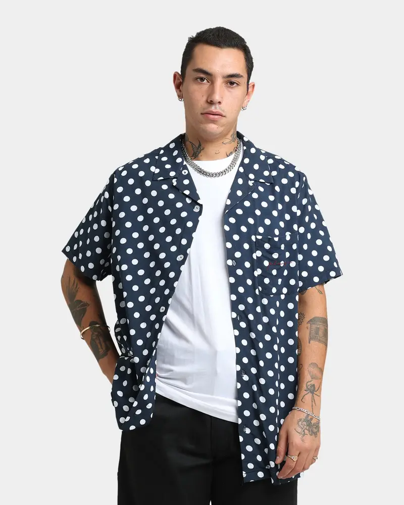 X-Large Polka Short Sleeve Shirt Navy/White 1