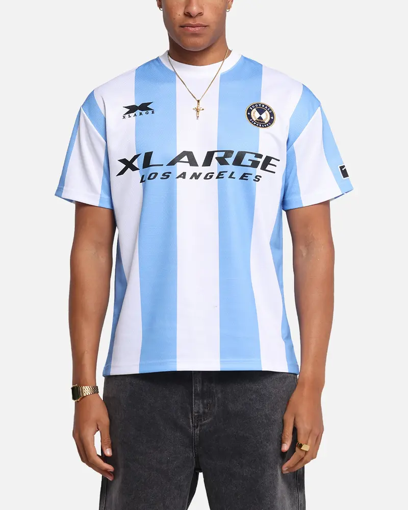 X-Large Slanted Football T-Shirt Blue/White 1