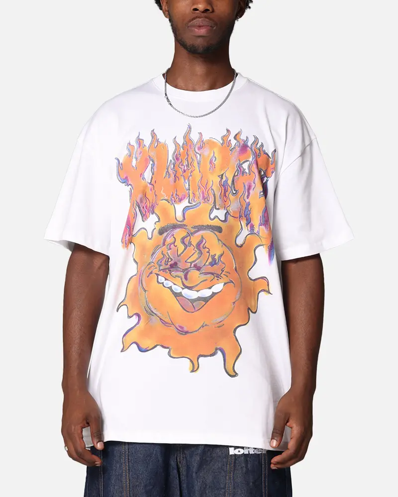 X-Large Xl Burning T-Shirt Solid White 1