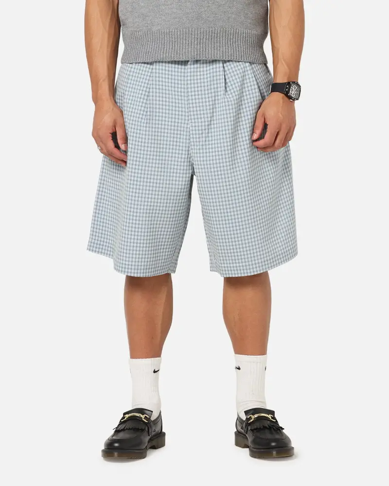 Xxiii Baggy Pleated Shorts Blue Check 1