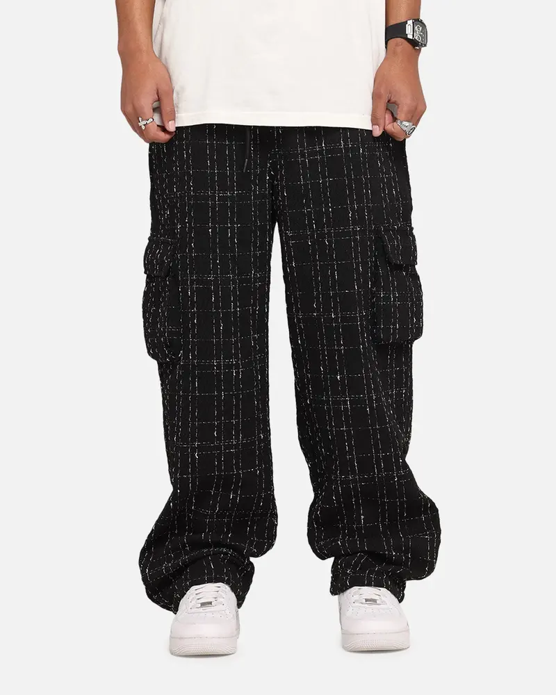 Xxiii Boucle Tweed Cargo Pants Black 1