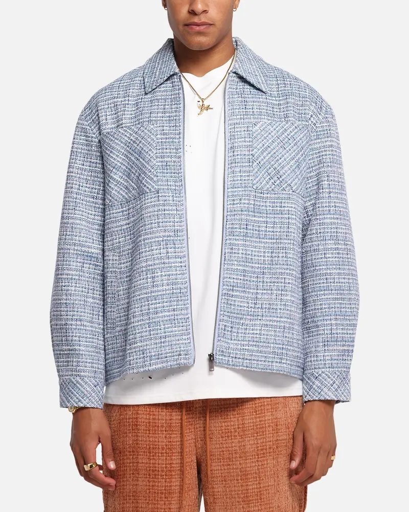 Xxiii Boucle Tweed Zip Jacket Teal/Blue/Purple 1