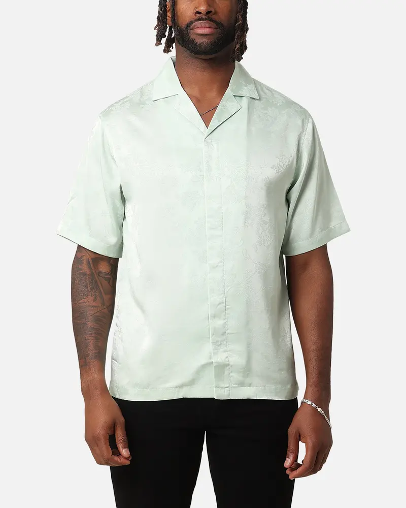 Xxiii Carry Satin Button Up Shirt Sage Green 1