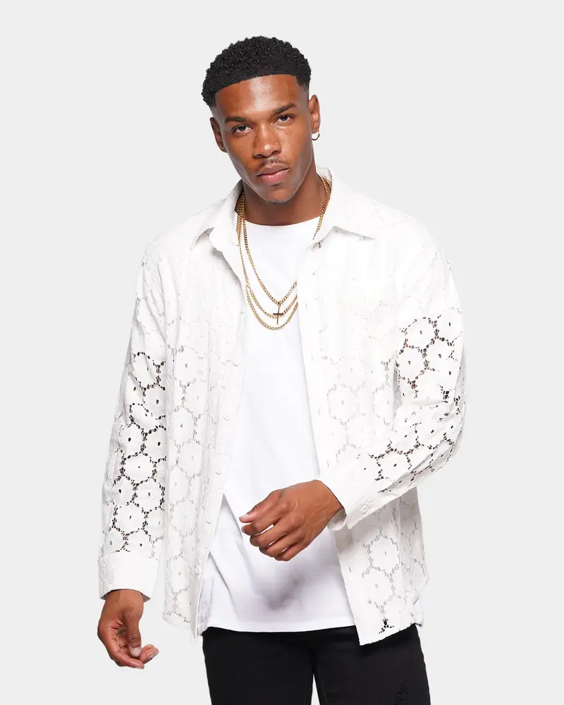 Xxiii Cedric Lace Button Up Shirt White 1