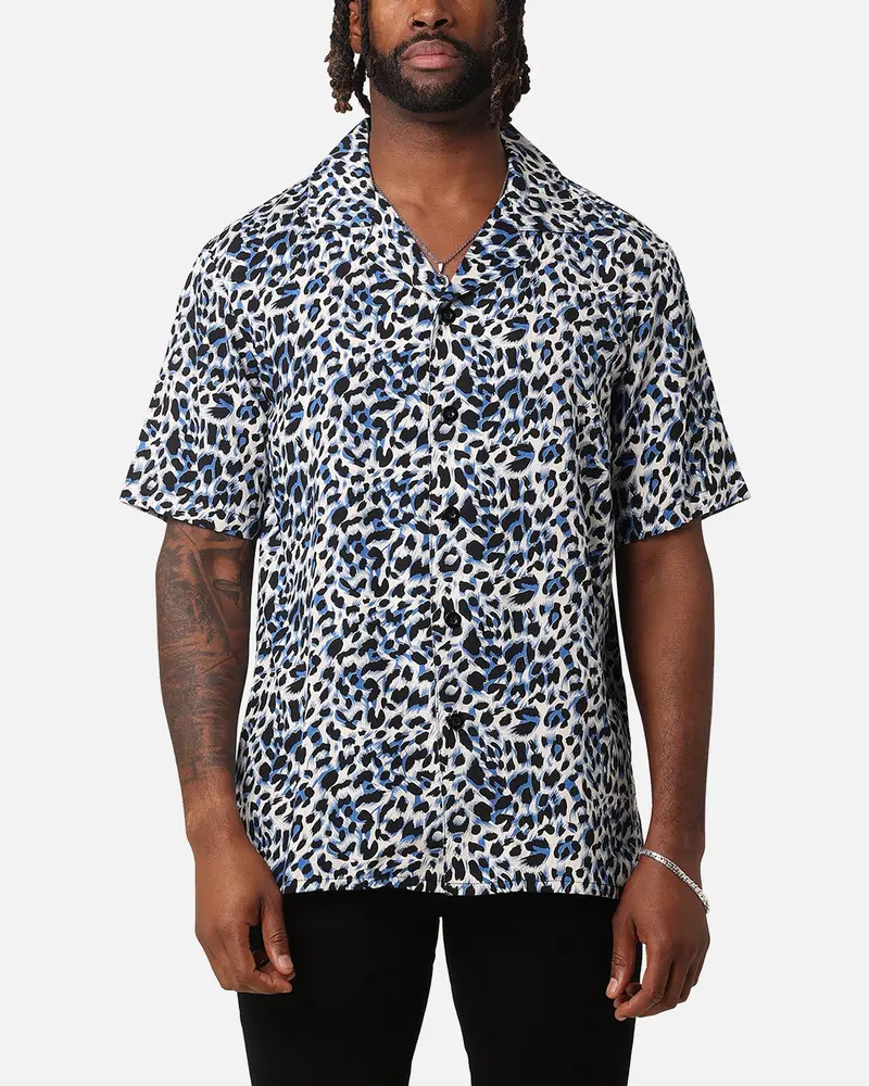 Xxiii Cheetah Button Up Shirt Blue Cheetah 1