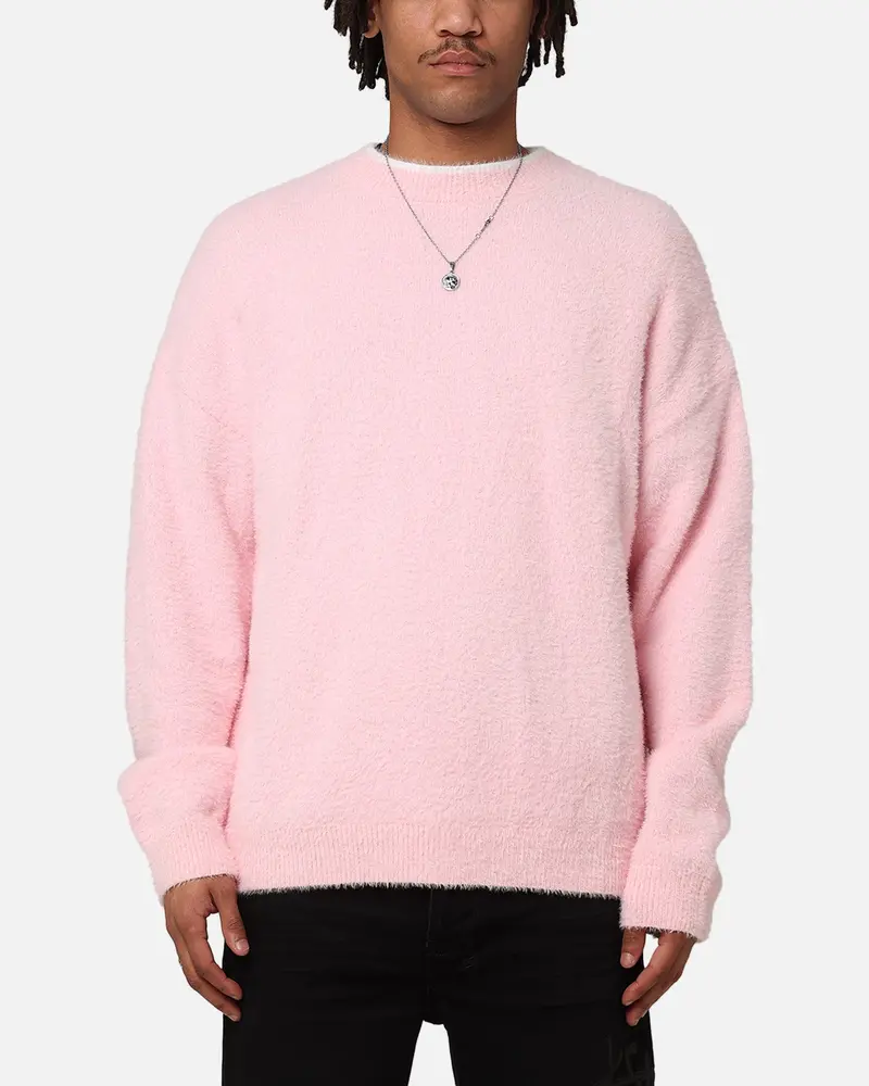 Xxiii Crew Neck Fluffy Sweater Pink/White 1