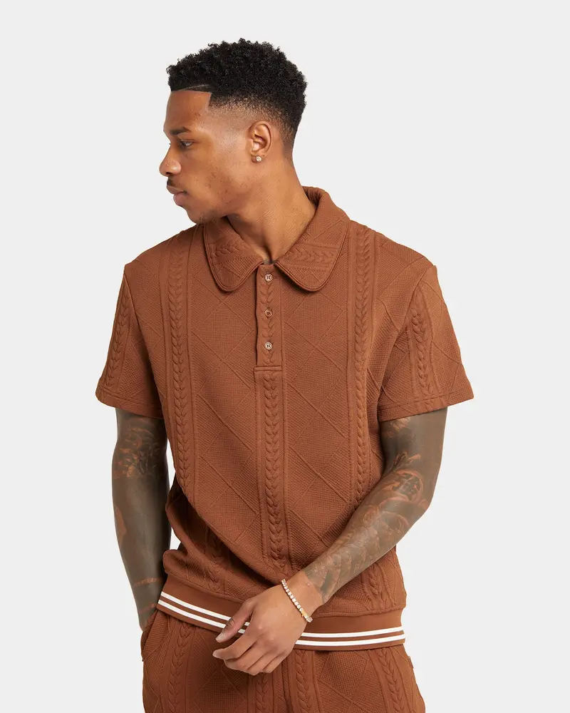 Xxiii Danny Knit Polo Shirt Brown 1