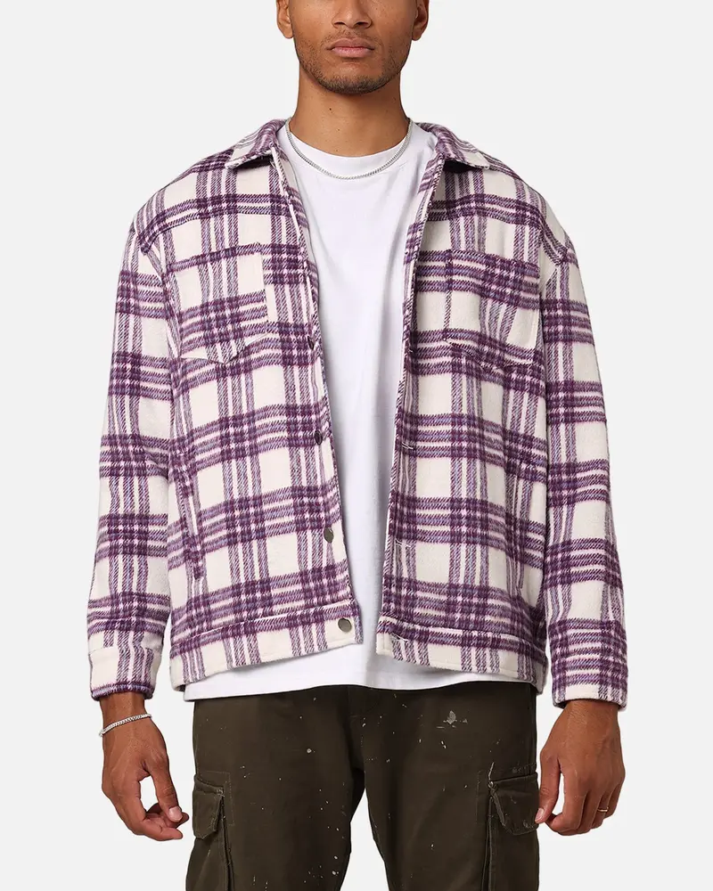Xxiii Darby Plaid Shacket Purple/White 1