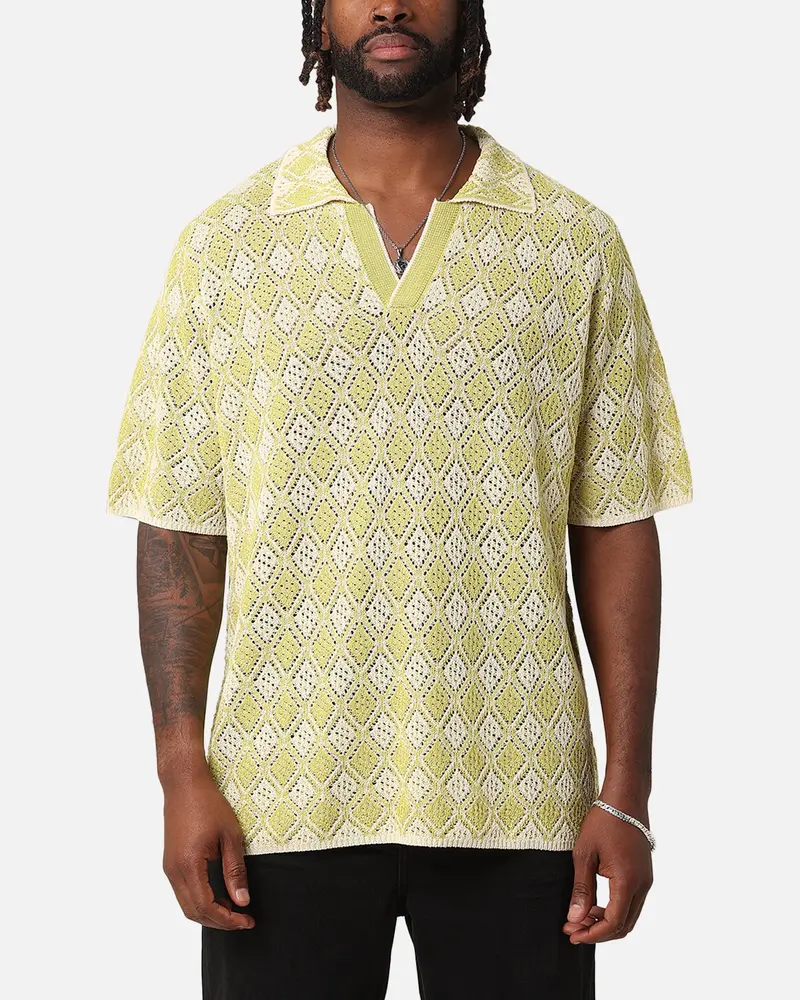 Xxiii Diamonds Crochet Polo Shirt Lime 1