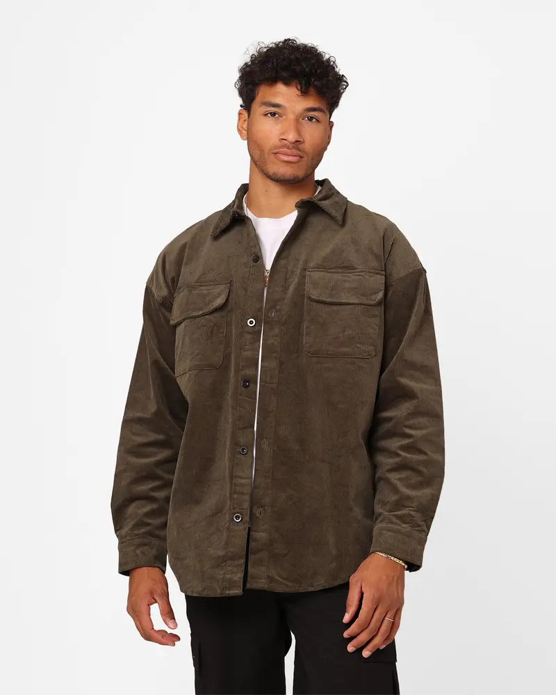 Xxiii Emilio Corduroy Button Up Shirt Khaki 1