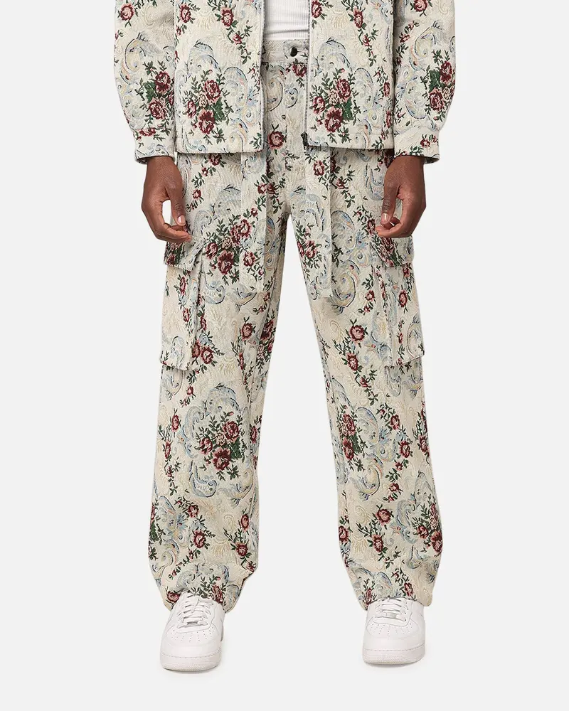 Xxiii Floral Jacquard Cargo Pant White Antique 1
