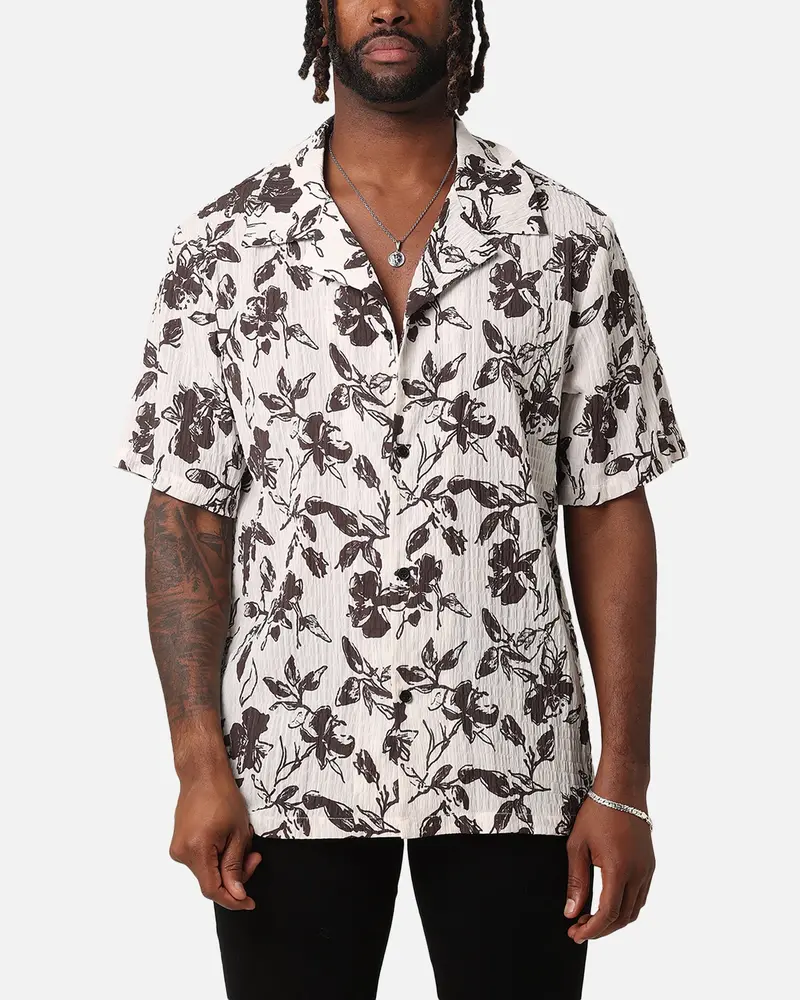 Xxiii Floral Textured Button Up Shirt White/Black 1
