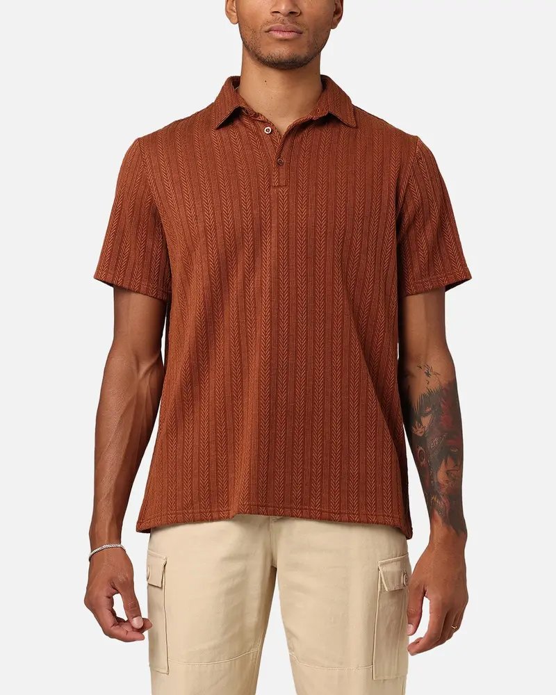 Xxiii Herringbone Cable Polo Shirt Brown 1
