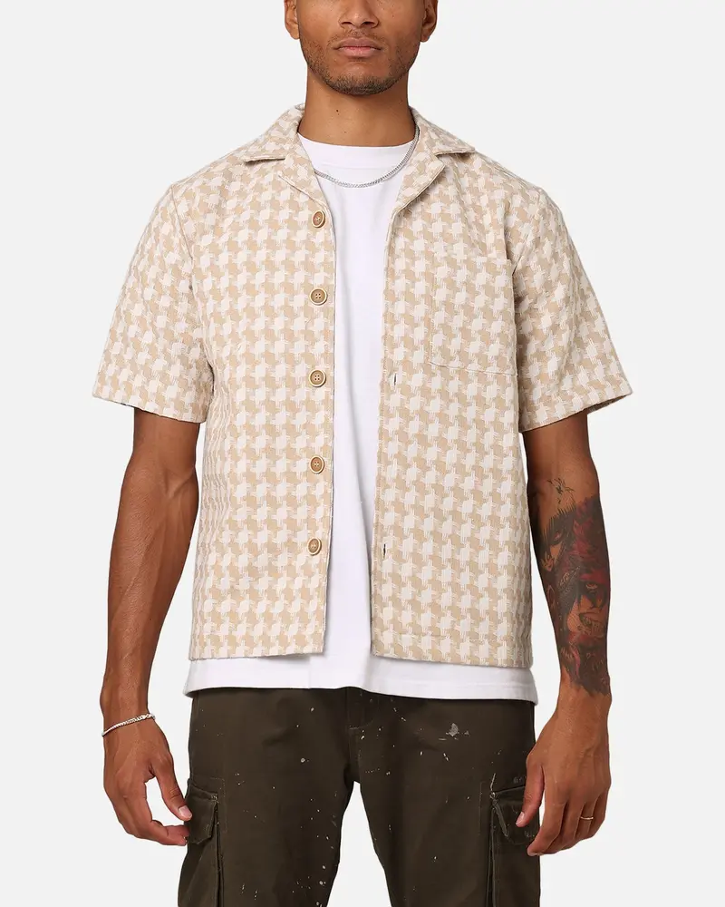 Xxiii Jacquard Weave Button Up Shirt Cream/White 1