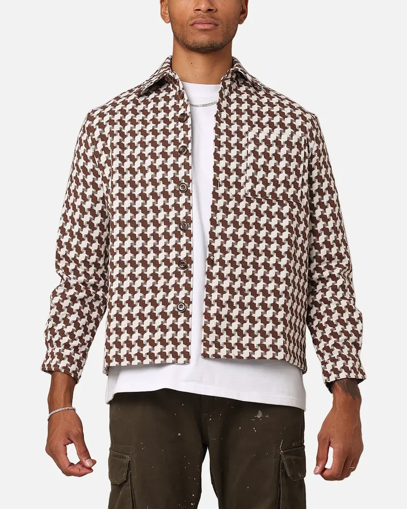 Xxiii Jacquard Weave Shacket Brown/White 1
