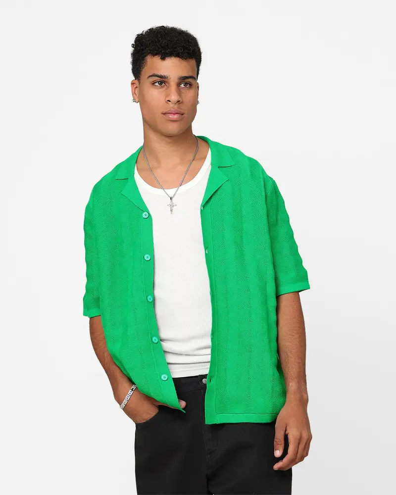 Xxiii Lorenzo Knit Button Up Shirt Green 1