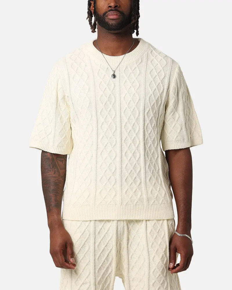 Xxiii Lucas Cable Knit T-Shirt Cream 1