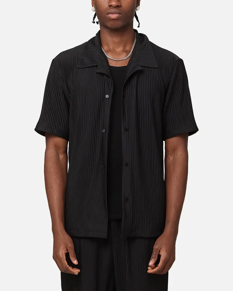 Xxiii Pleated Button Up Shirt Black 1