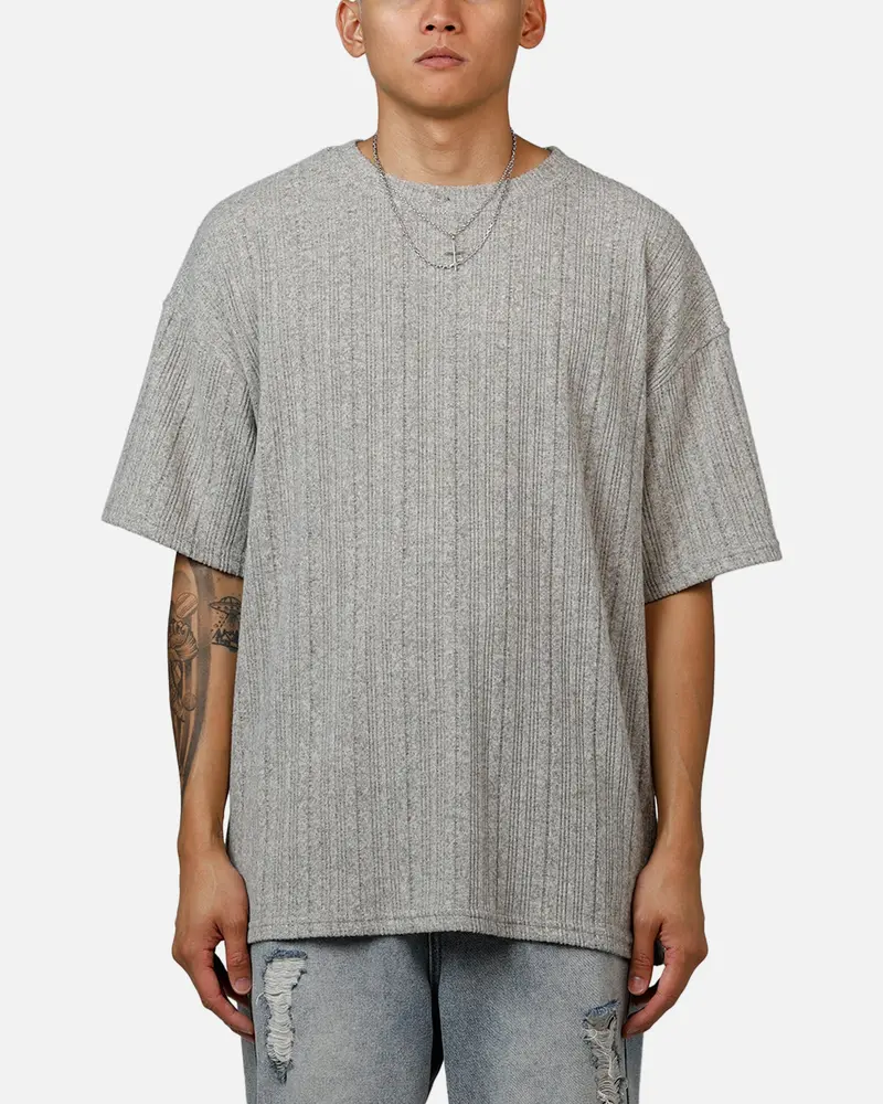 Xxiii Rib Knit T-Shirt Grey Marle 1