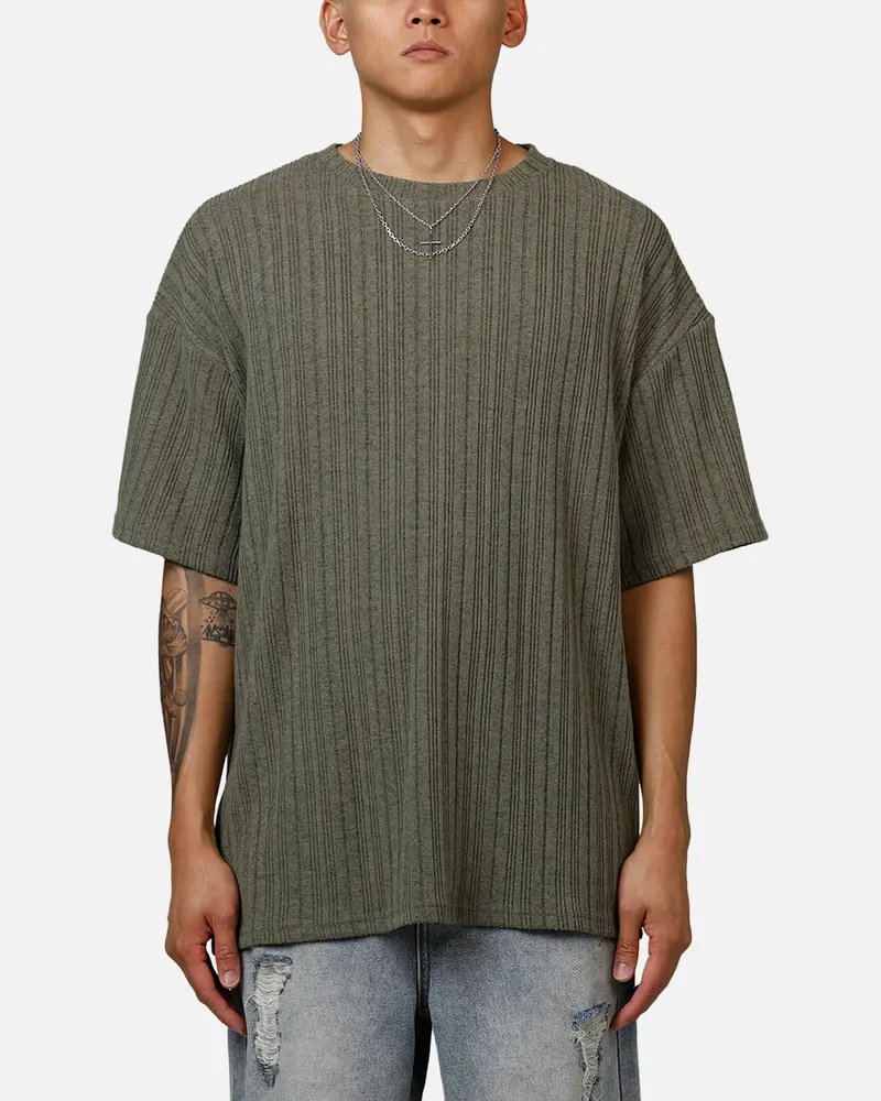 Xxiii Rib Knit T-Shirt Olive Marle 1