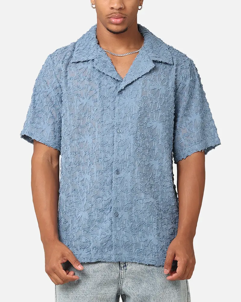 Xxiii Sheer Daisy Button Up Shirt Floral Blue 1