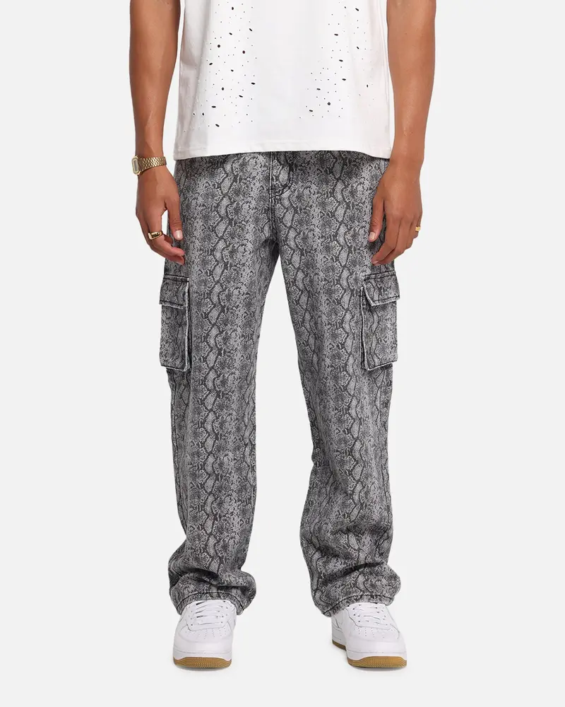 Xxiii Snake Skin Cargo Pants Black Snake Print 1
