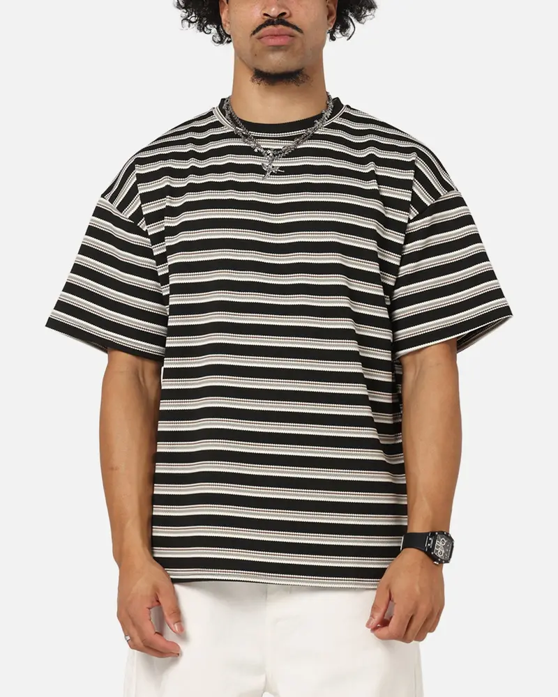Xxiii Standard Stripe T-Shirt Black/Grey 1