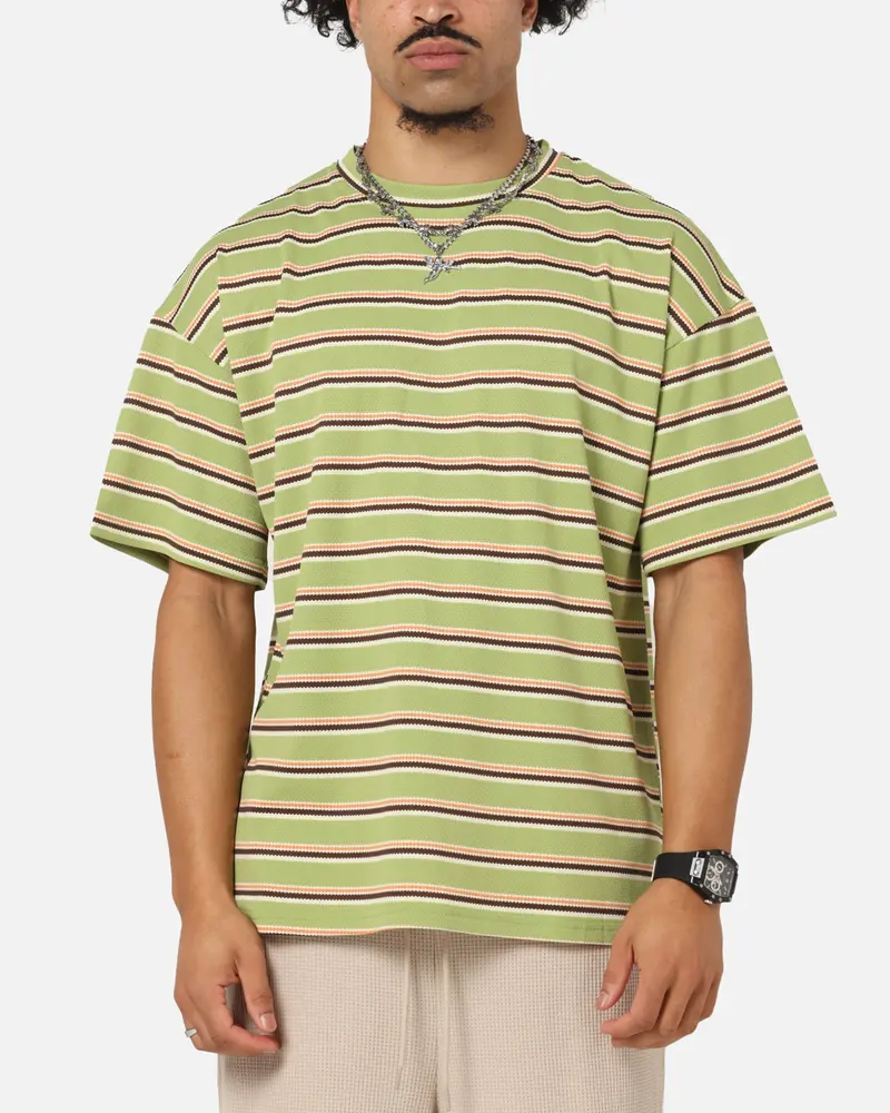 Xxiii Standard Stripe T-Shirt Green/Orange 1