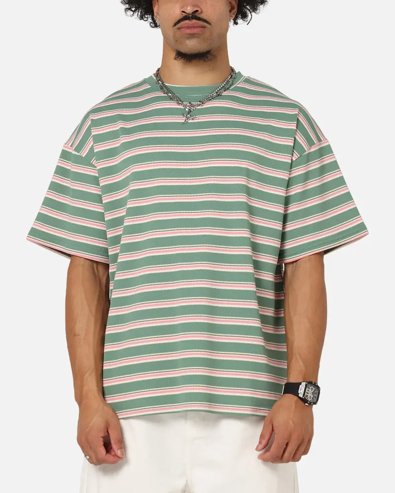 Xxiii Standard Stripe T-Shirt Green/Pink 1